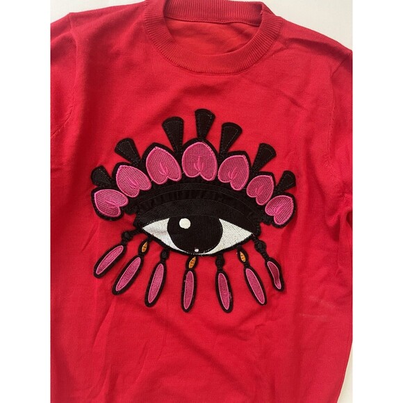 Red Embroidered Eye Motif Sweatshirt And Pants With Pockets Size Small No Tags - Picture 12 of 14